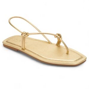 MERCEDES CASTILLO Julianna Napa Slingback Thong Sandals in Gold